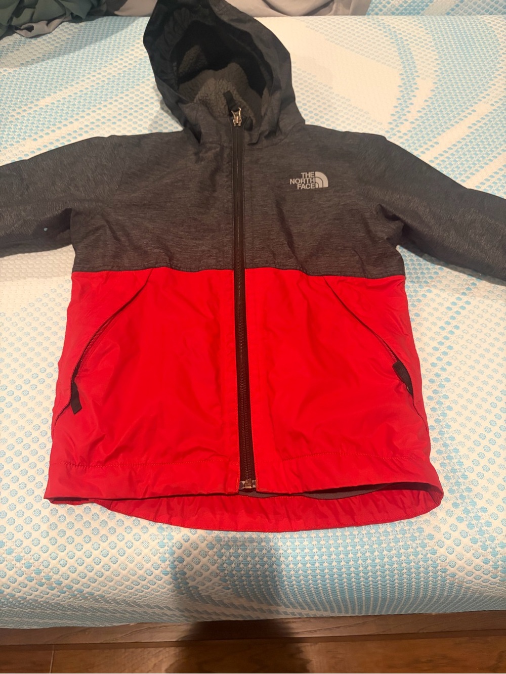The North Face Two-Tone Hooded Jacket - Charcoal & Red